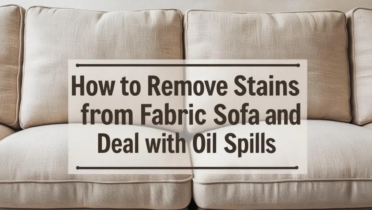 text showing "Remove Stains from Fabric Sofa and Deal with Oil Spills"